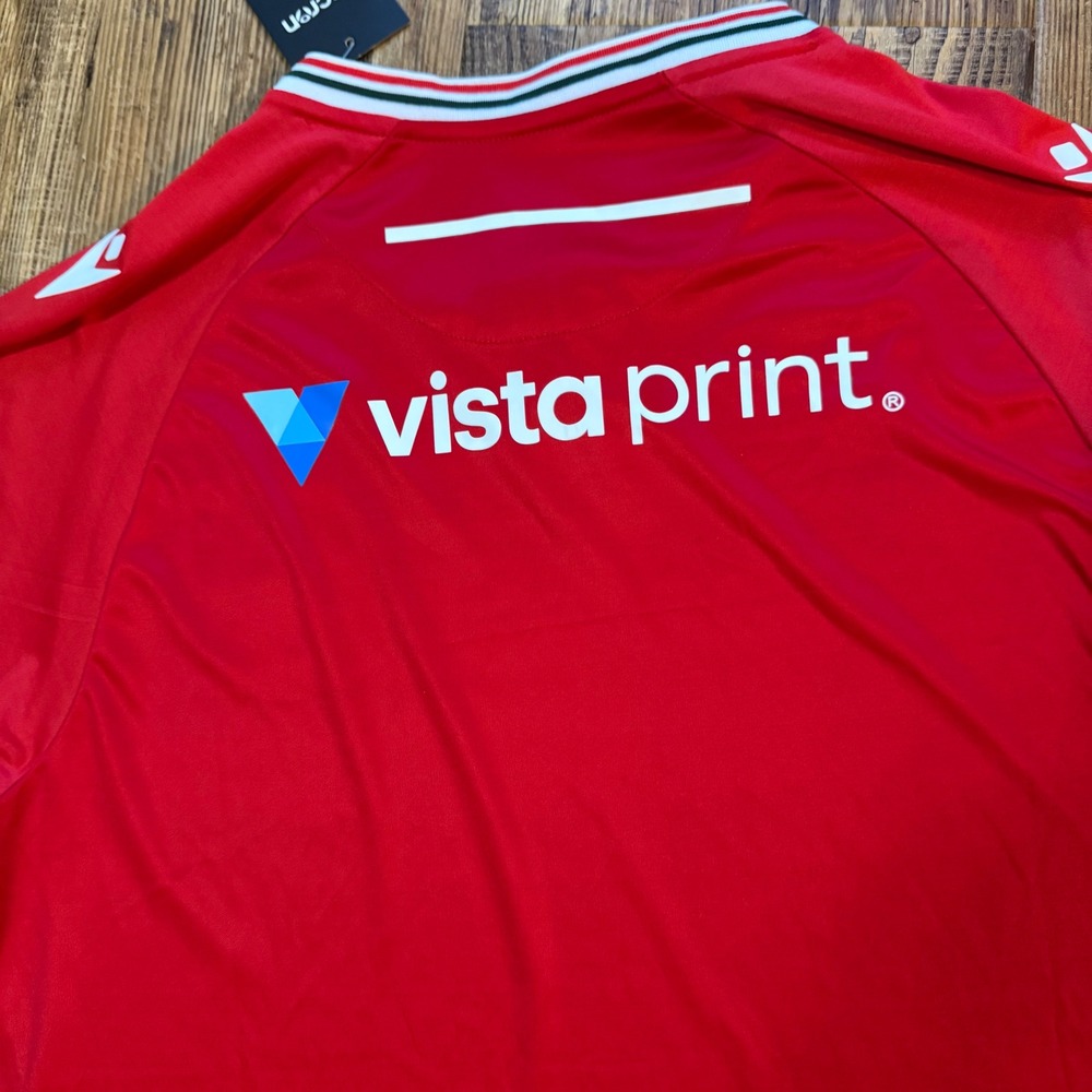 NWT Macron Wrexham AFC Jersey Men Large Red Home FUTBOL Soccer United New - Picture 9 of 13